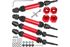 BRCatWPark Drive Shaft Axles Upgrades Part for 1/10 Slash 4X4 VXL/Rustler 4X4 VXL/Stampede 4WD VXL,RC Steel #45 Front & Rear 4Pcs Driveshafts CVD w/Hex Hops Up,Red