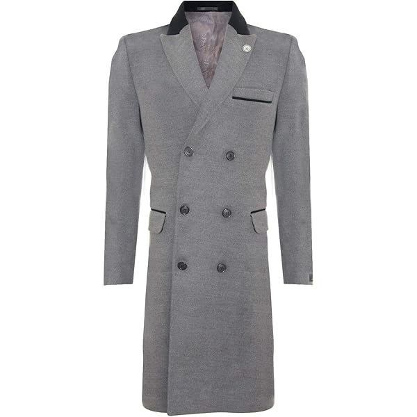 TruClothing Mens 3/4 Long Double Breasted Overcoat Jacket Wool