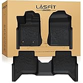 LASFIT Floor Mats for Ford Ranger 2026 2025 2024 SuperCrew Cab All Weather Truck Protector TPE Carpeted Floor Liners, Front and Rear Row, 3pc Black