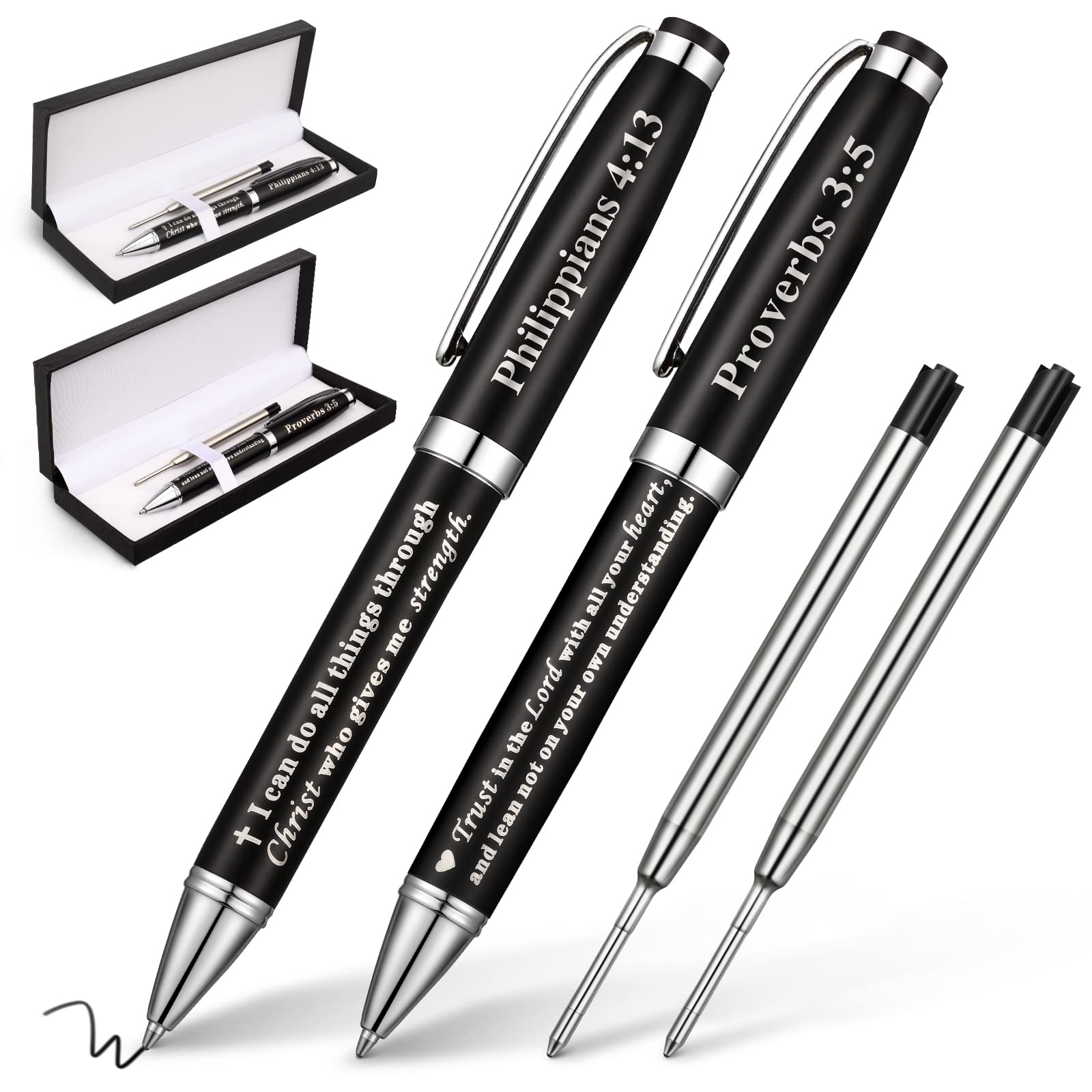 Photo 1 of 2 Set 3:5 Christian Engraved Gift Pen Bible Verse Pastor Gifts for Men Christian Pen with Box and 2 Refills, Personalized Gifts for Church