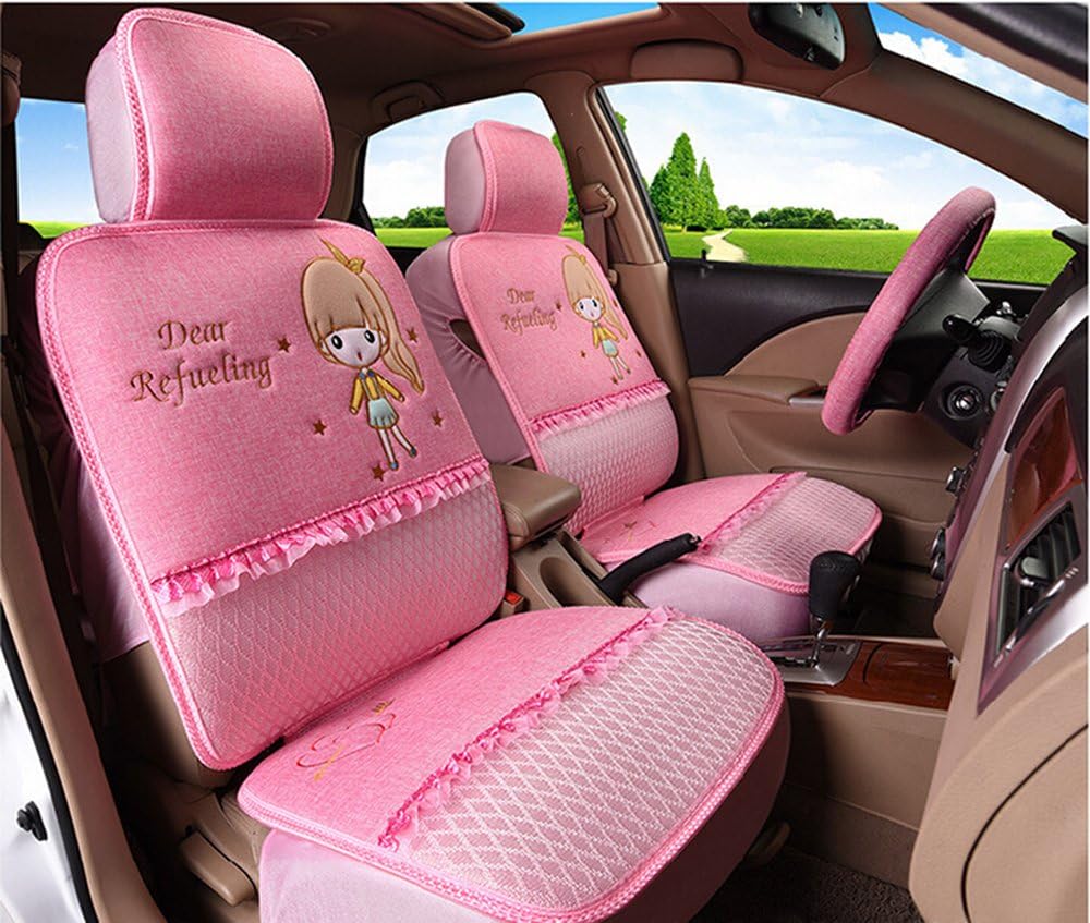 ファーストクラス Firstclass シートカバー 女性 かわいい シートクッション 5人乗り車汎用 ジェッタ クルーズ ピンク 6pcs シートカバー 車 バイク Amazon