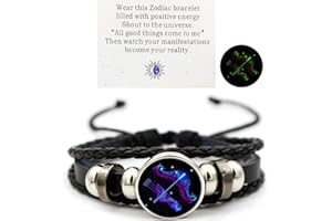 AKTULLY Zodiac Signs Spirit Bracelet Zodiac Bracelet for Women Men Adjustable 12 Constellation Bracelet Multilayer Zodiac Black Leather Bracelets Zodiac Sign Wrap Bracelet for Women Men Birthday Jewelry
