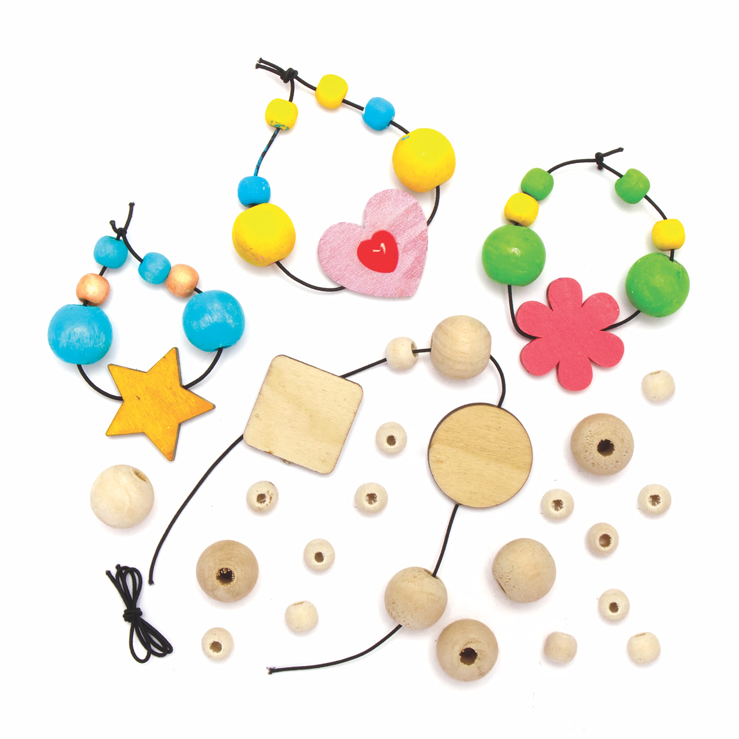 Baker Ross AX731 Childrens Bracelet Kits - Pack of 5, Bead Jewellery Arts and Crafts, Perfect for Party Bags and Gifts, Ideal Kids Accessory