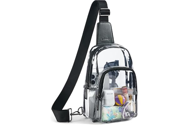 LATMAP Clear Bag for Stadium Events Large Clear Sling Bag for Women Men Crossbody Fanny Pack Backpack Chest Daypack