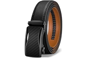 BULLIANT Mens Ratchet Belt, Leather Belt For Gift Mens Dress Casual 1 3/8",Size Adjustable