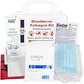 MFASCO Bodily Fluid Clean Up Kit | Bloodborne Spill Kit (Non-Chlorinated) | OSHA Blood Borne Pathogens Kit Portable Bleach-Free Solidifier Easy Cleanup - Refillable - Disposable Masks &amp; Gloves 9 Pcs