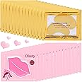 30 Pairs Lip Masks & 24K Gold Eye Masks, Crystal Collagen Eye Patches for Puffy Eyes, Moisturizing & Reduce Wrinkles, Lip Care & Under Eye Mask for Dark Circles and Puffiness