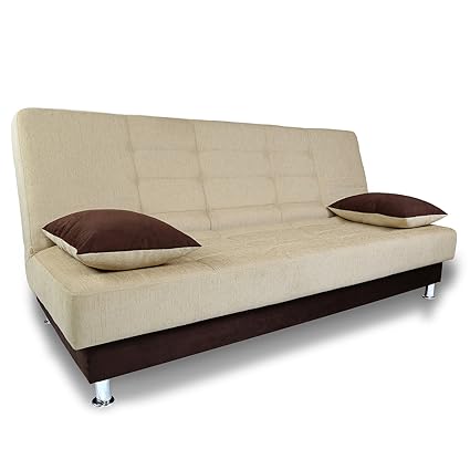 Adorn India 3 Seater Sofa Cum Bed (Brown & Beige)