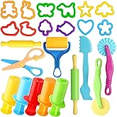 Dough Tools for Kids, 24 Pieces Dough Play Tools Set with Rolling Pins,Cutters,Extruders,Scissor