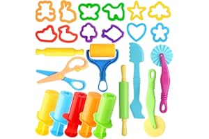 Dough Tools for Kids, 24 Pieces Dough Play Tools Set with Rolling Pins,Cutters,Extruders,Scissor