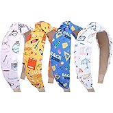 BAHABY Teacher Headbands for Women 4 PCS Knotted Wide Headbands Teacher Appreciation Gifts Back to School Supplies