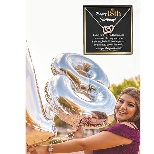 LOTUS-A 18th Birthday Gifts for Girls Interlock Heart Necklace