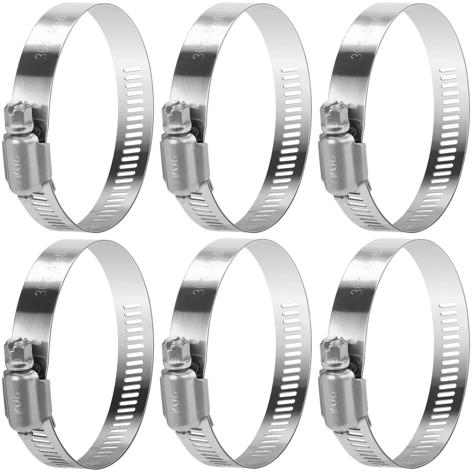 oumuik Pipe, Jubilee, Hose,Hose clamp, Ducting Clips/Clamp Stainless Steel 40-63mm Adjustable 6Pcs