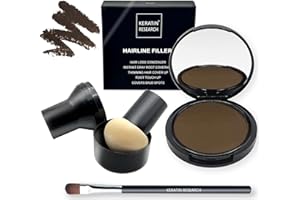 KERATIN RESEARCH Hairline Filler Unisex Mineral Powder Root Touch-Up Hair loss Concealer Scalp & Beard Bald Patch Coverage Fibers for Thinning Hair Waterproof Organic Natural look (MEDIUM BROWN, XL)