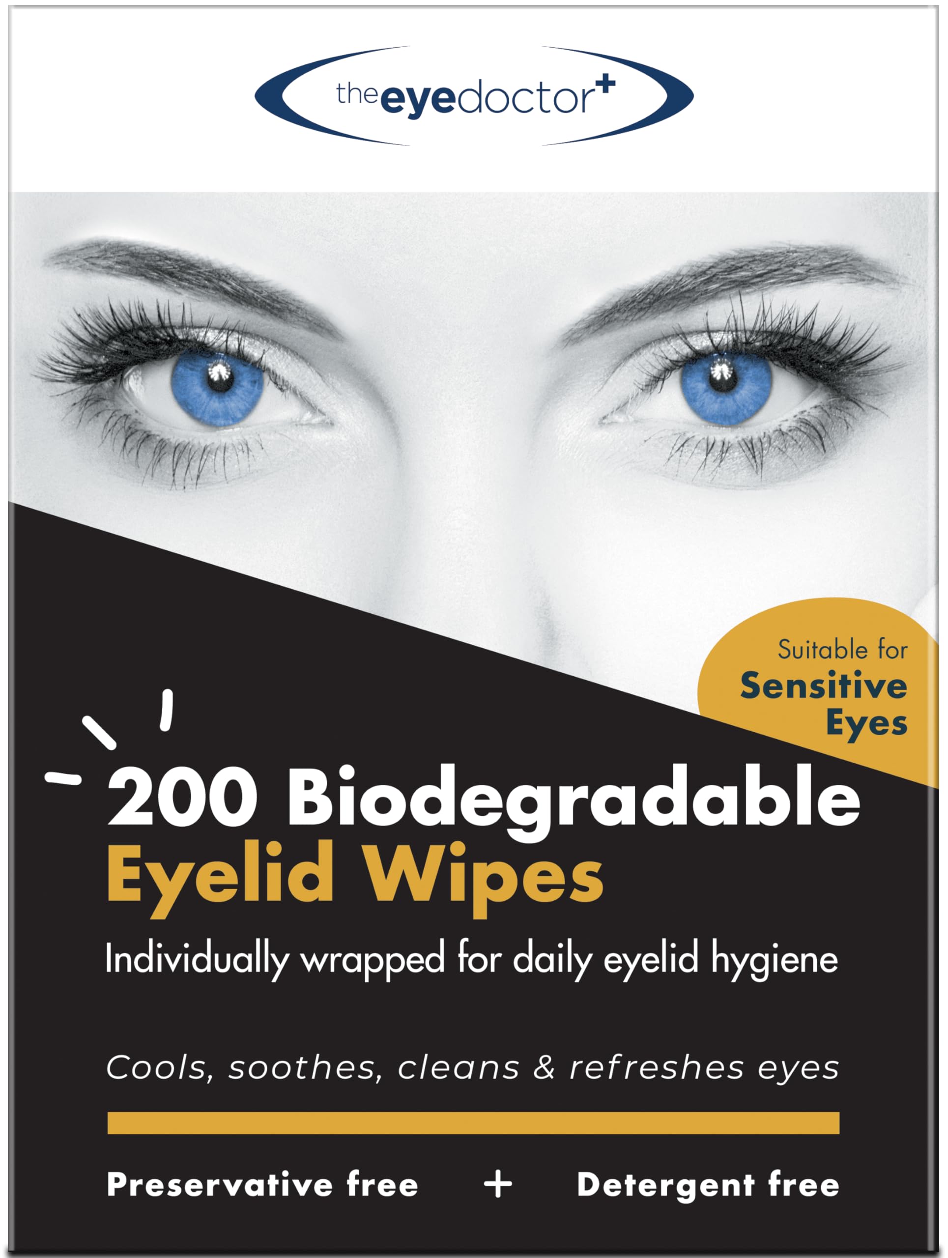 The Eye Doctor Eyelid Wipes x 200 - Eye Wipes for Dry, Sensitive & Itchy Eyes - Biodegradable Eyelid Cleansing Wipes - Preservative & Detergent Free - Eye Cleaning Wipes