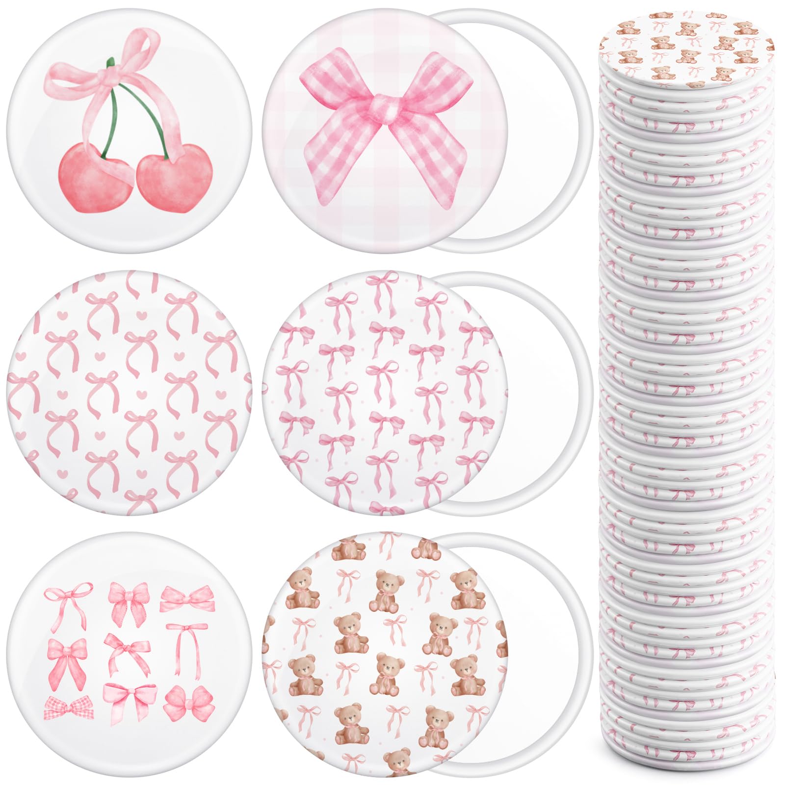 Photo 1 of Yaomiao 48 Pcs Pink Bow Party Favors Coquette Pink Bow Compact Mirror Bulk 2.76" Portable Aesthetic Travel Makeup Pocket Purse Mini Mirror for Women Wedding Bridal Shower Birthday Gift