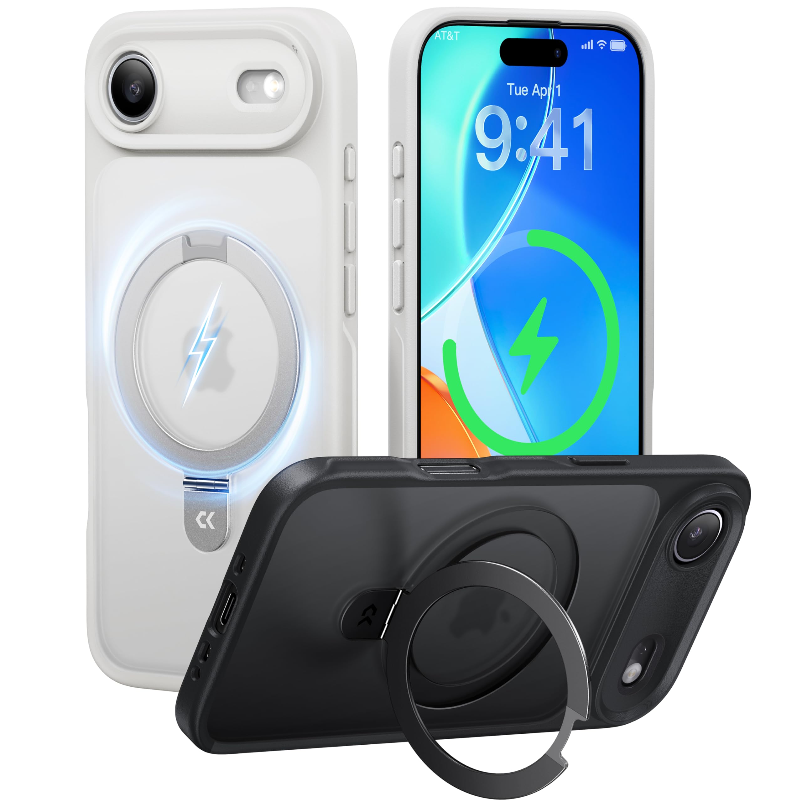 Photo 1 of CASEKOO Designed for iPhone Air Case with Magnetic Invisible Stand [Military Drop Protection] [Compatible with MagSafe] Shockproof Translucent Matte Slim for iPhone 17 Air Case Phone Cover 6.5", White