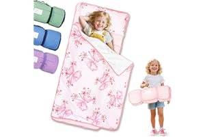 Primlect Lightweight Toddler Nap Mat Perfect for Warm Sleepers, Portable Sleeping Bag with Removable Pillow and Fleece Blanket, Washable, Great for 3 Seasons, Daycare, Preschool, Boy and Girls