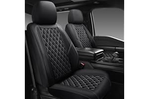 GEEYONTEK Premium Leather Car Seat Covers Full Set,Universal Fit for Cars,Trucks&SUVs,Waterproof Car Seat Cushion,Full Coverage Car Seat Protector with 5 Seats,Black