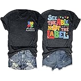 Autism Awareness Shirt Women See The Able Not The Label Autism Shirt Casual Inspirational Short Sleeve Positive Tee Tops