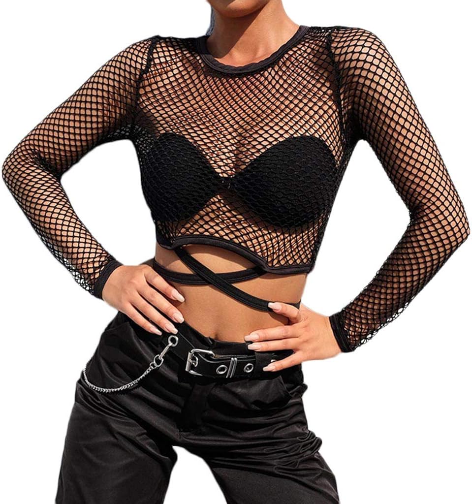 beaded fishnet top