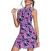 Soneven Womens Tennis Dress Sleeveless Golf Dresses with Shorts and Pockets Ruffle Sleeve Workout Athletic Dresses