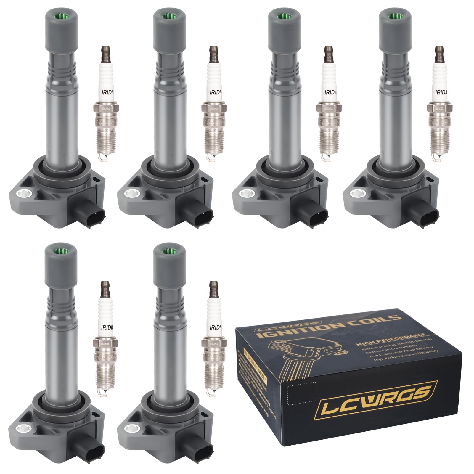 Photo 1 of Set of 6 Ignition Coil Pack and Spark Plugs Fits for Honda Pilot Ridgeline Acura RDX ZDX 2009 2010 2011 2012 2013 2014 2015 3.5 V6 Replaces UF624