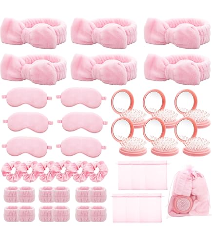 7163 50 Pcs Pink Spa Headband Bulk Spa Sleepover Party Supplies for Washing Amazon.com : Jexine 24 Pcs Spa Slumber Party Headband Plush  main image 2