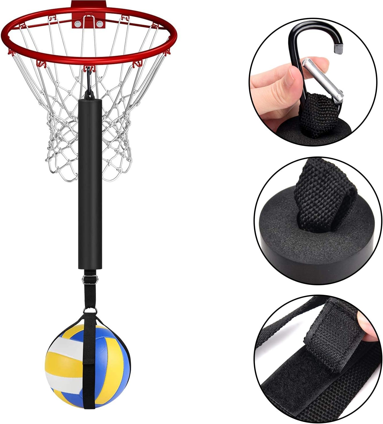 TOBWOLF Volleyball Spike Trainer, Volleyball Spike Training System for Basketball Hoop, Volleyball Equipment Training Aid Improves Serving, Jumping, Arm Swing Mechanics and Spiking Power : Sports & Outdoors