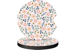 Oppsviust Car Cup Holder Coaster, Car Coasters for Cup Holders, 2PCS Universal Anti Slip Car Assecories, 2.75in Cute Car Coasters with A Finger Notch, Rubber Car Cup Mat for Women Wen(Gingko Flowers)