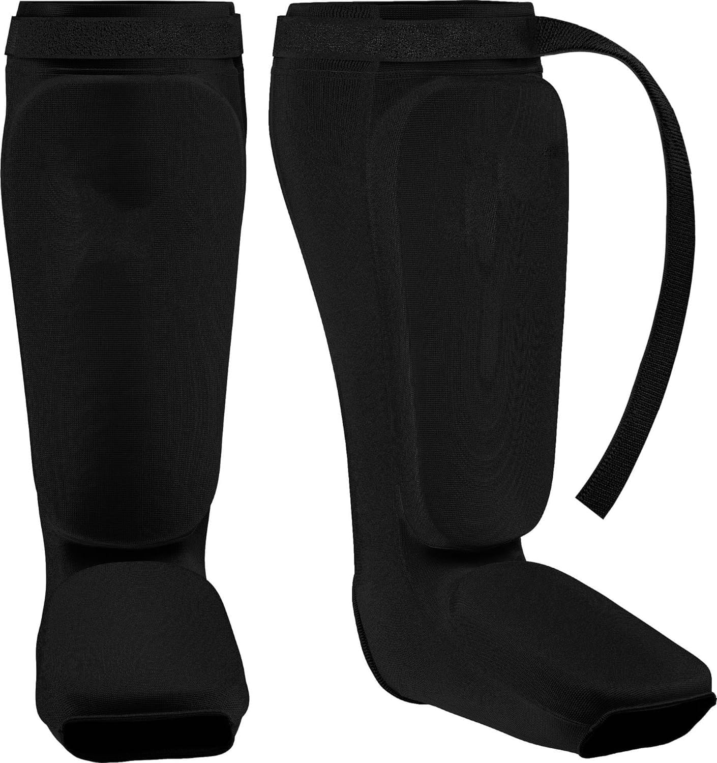 Muay Thai MMA Kickboxing shin Guards, Elite Sports Instep Guard Sparring Protective Leg shin Kick Pads for Kids & Adults (BLACK, L)