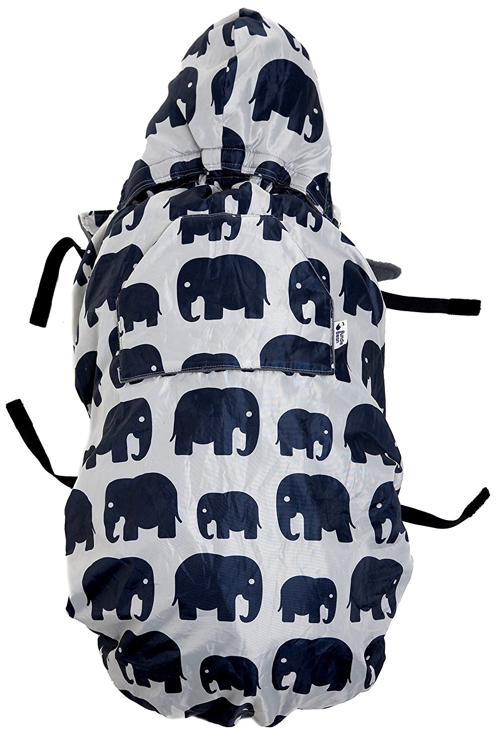 BundleBean - Babywearing All-Weather Waterproof Sling and Baby Carrier Cover (Grey Elephant) - Rain Cover with Fleece Lining, Universal Fit, Fits Front & Back Carriers, Protection from Rain & Wind