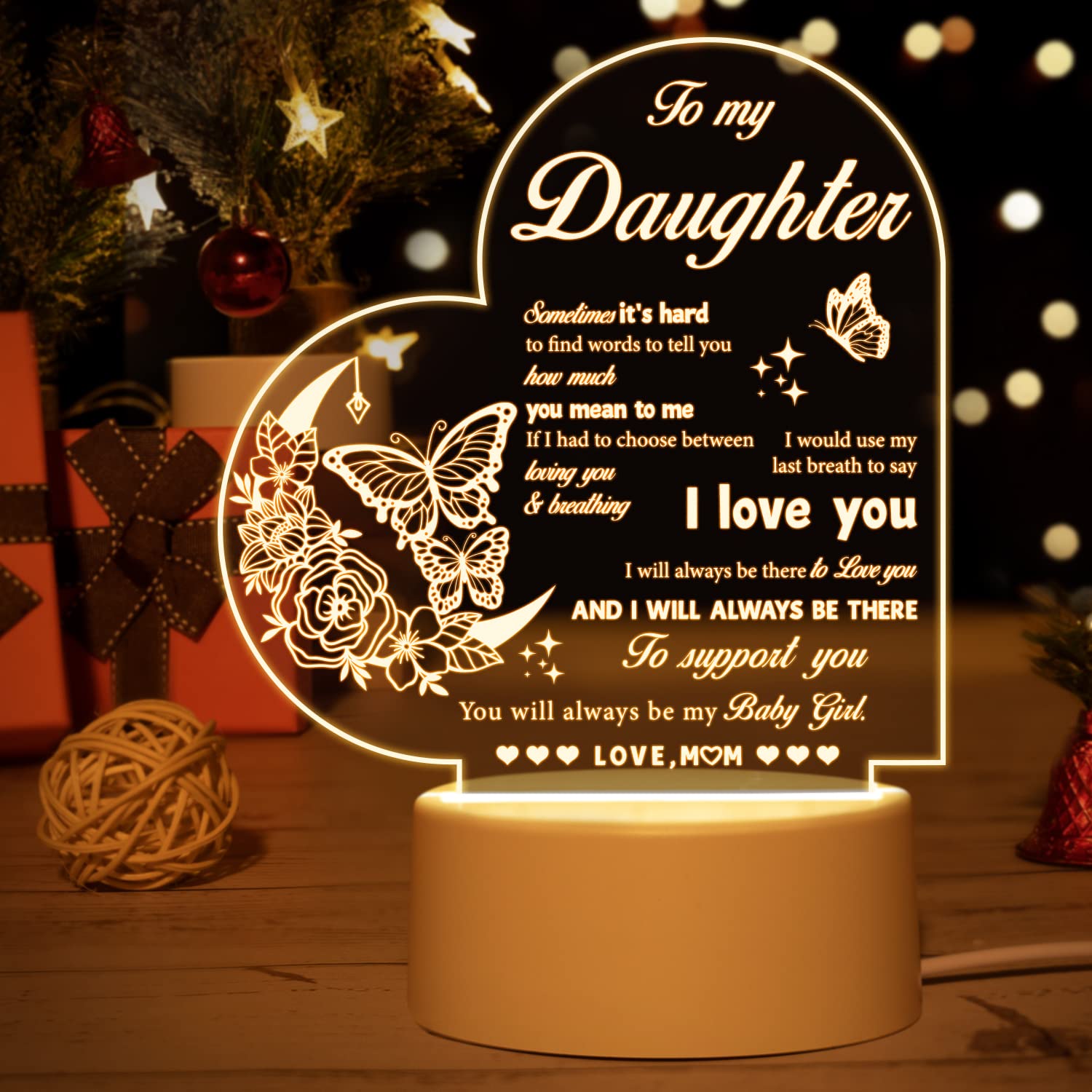 Daughter Gifts, Gift for Daughter - Arcylic Night Light Daughter Birthday Gift Engraved with Touching Words, Perfect Christmas, Graduation, Birthday Gifts for Daughter
