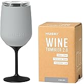 Huski Wine Tumbler 2.0 | NEW | Award-winning Design with Detachable Stem | Premium Stainless Steel Wine Glass with Lid | Triple Insulated Tumbler | 12oz Capacity | Great Gift (Stone Grey)