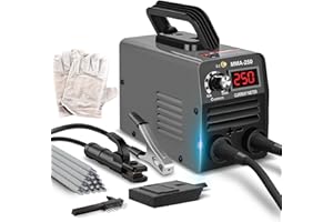 HGNVGZ Super Mini Stick Welder Machine,110V 250A ARC Portable MMA Welding Machine for Beginners,Welding Machine with 10pcs Welding Rod Tools,IGBT Inverter Welder,Hot Start Arc Force Anti-stick (Gray)