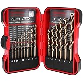 Hymnorq 15-Piece M35 Cobalt Drill Bit Set, Metric 1.5-10mm for Hard Metals | 135&deg; Self-Centering Split Point Prevents Walking; Fully Ground Dual Flutes Reduce Friction; Rugged ABS Indexed Storage Case