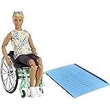 Barbie Ken Fashionistas Doll #167 with Wheelchair & Ramp Wearing Tie-Dye Shirt, Black Shorts, White Sneakers & Sunglasses, To