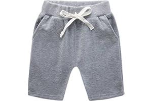 Toddler Baby Boy Girl Shorts Solid Color Cotton Shorts Elastic Waist Jogger Shorts Pants Athletic Shorts Girls Size 12, Grey,
