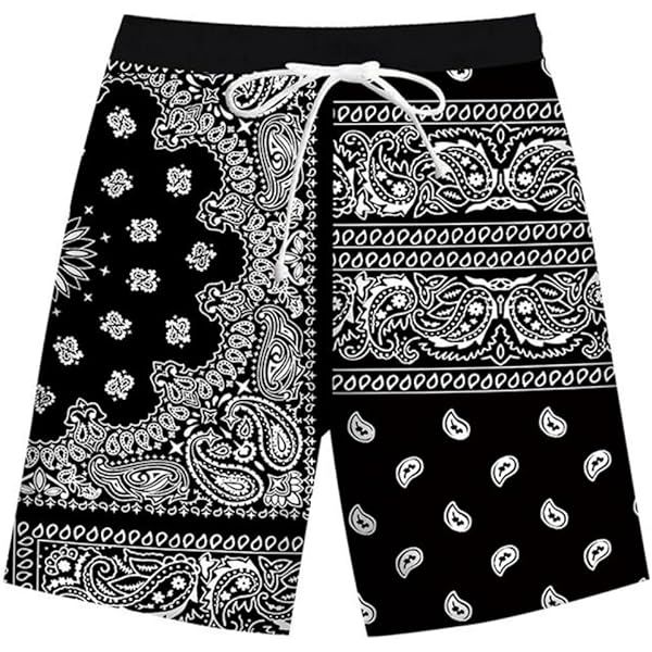 TOJOO Red Bandana Shorts for Men Women Blue Bandanas Print