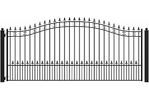 ALEKO Driveway Security Gate | Single Swing Galvanized Steel | 14 x 6 Feet | DG14SPTSSL | St. Louis Style.