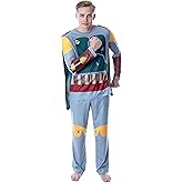 Star Wars Men's Boba Fett Costume Pajamas Long Sleeve Shirt And Pants Pajama Set With Cape