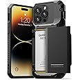 VRS DESIGN Damda Glide Pro Phone Case for iPhone 14 Pro Max, Sturdy Semi Auto Wallet [4 Cards] Case with Card Slot Holder, Compatible for iPhone 14 Pro Max Case (2022) Groove Black