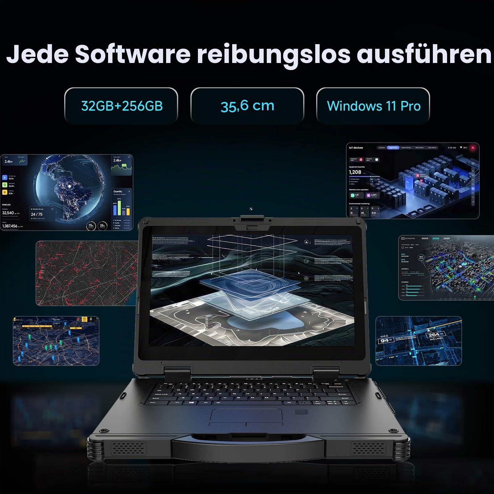 ONRugged 14" Rugged Laptop N14M, Intel Ultra 5 125H, Win 11 Pro, 32GB RAM 256GB SSD, Dual SSD-Slot, 1000 Nits Outdoor Display, 4700+1300mAh Dual-Akku, WiFi 6, IP65, 1 Jahr Garantie 6