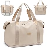 VNINE Travel Duffel Bags for Women Men Expandable Duffel Bag Tote Sport Bag Hospital Weekender Bag for Women Delivery Bags for Airplanes Beige