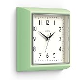 JONES CLOCKS&reg; Mustard wall Clock | Square Retro Clock | 10" | Neo Mint | Diner style | Perfect for kitchen, living room or office