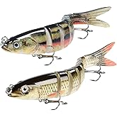 Fishing Lure Multi Jointed Swimbait with Sharp Treble Hooks, Freshwater and Saltwater Top Water Bass for Trout Crappie Walleye Pike Bluegill Salmon Lifelike Slow Sinking Fish Bait Kit