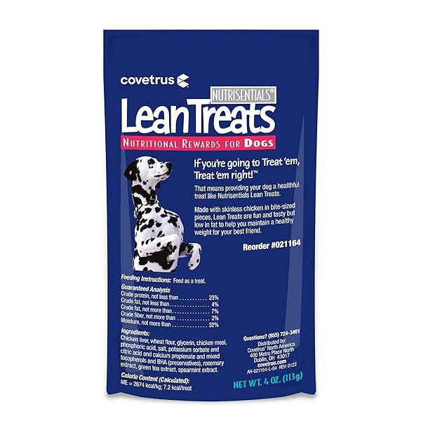 COVETRUS NUTRISENTIAL LEAN TREATS FOR DOGS – SMALL, MEDIUM & LARGE DOGS (K9) – NUTRITIONAL LOW FAT, BITE-SIZE – SOFT CHICKEN FLAVOR – 1 PACK – 4OZ