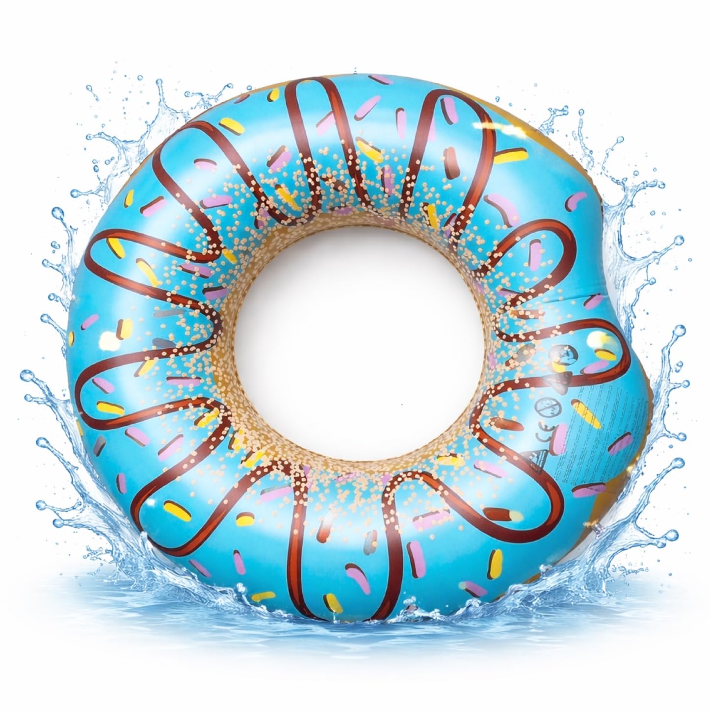 Aufblasbar Donut Schwimmring blau Ø 120 cm mit Biss - Schwimmreifen Pool & Wasser, für Erwachsene & Kinder (Donut blau)