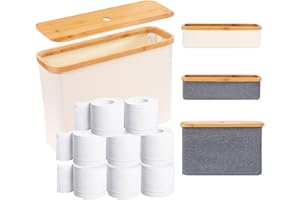 Wooha Toilet Paper Storage,Toilet Paper Organizer for Bathroom,Bamboo Storage Basket,Toilet Paper Organizer Basket，Collapsible Toilet Paper Bucket，Suitable for Bathroom Tissue Storage (White, Large)
