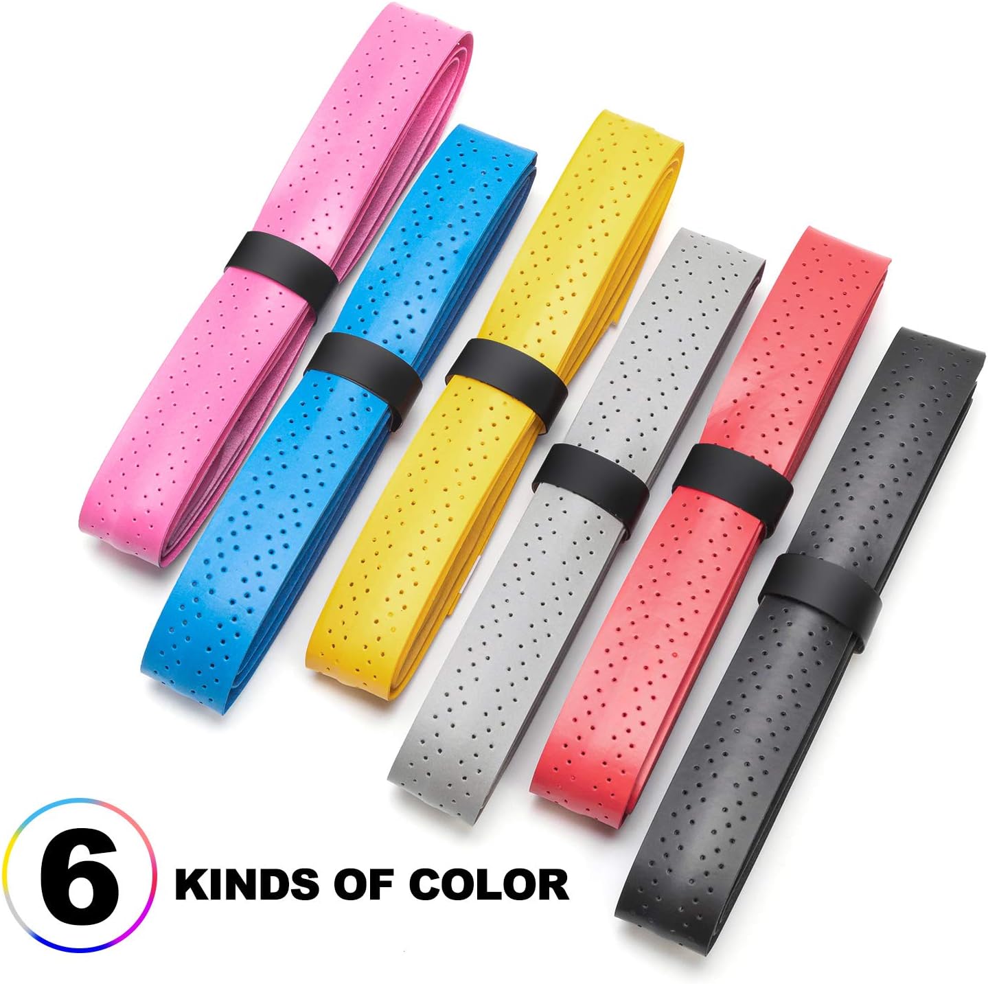 FFNIU Tennis Racket Grip Tape, Anti Slip Absorbent Overgrip for Tennis Badminton Pickleball Racquet, 6 Piece in 6 Colors : Sports & Outdoors
